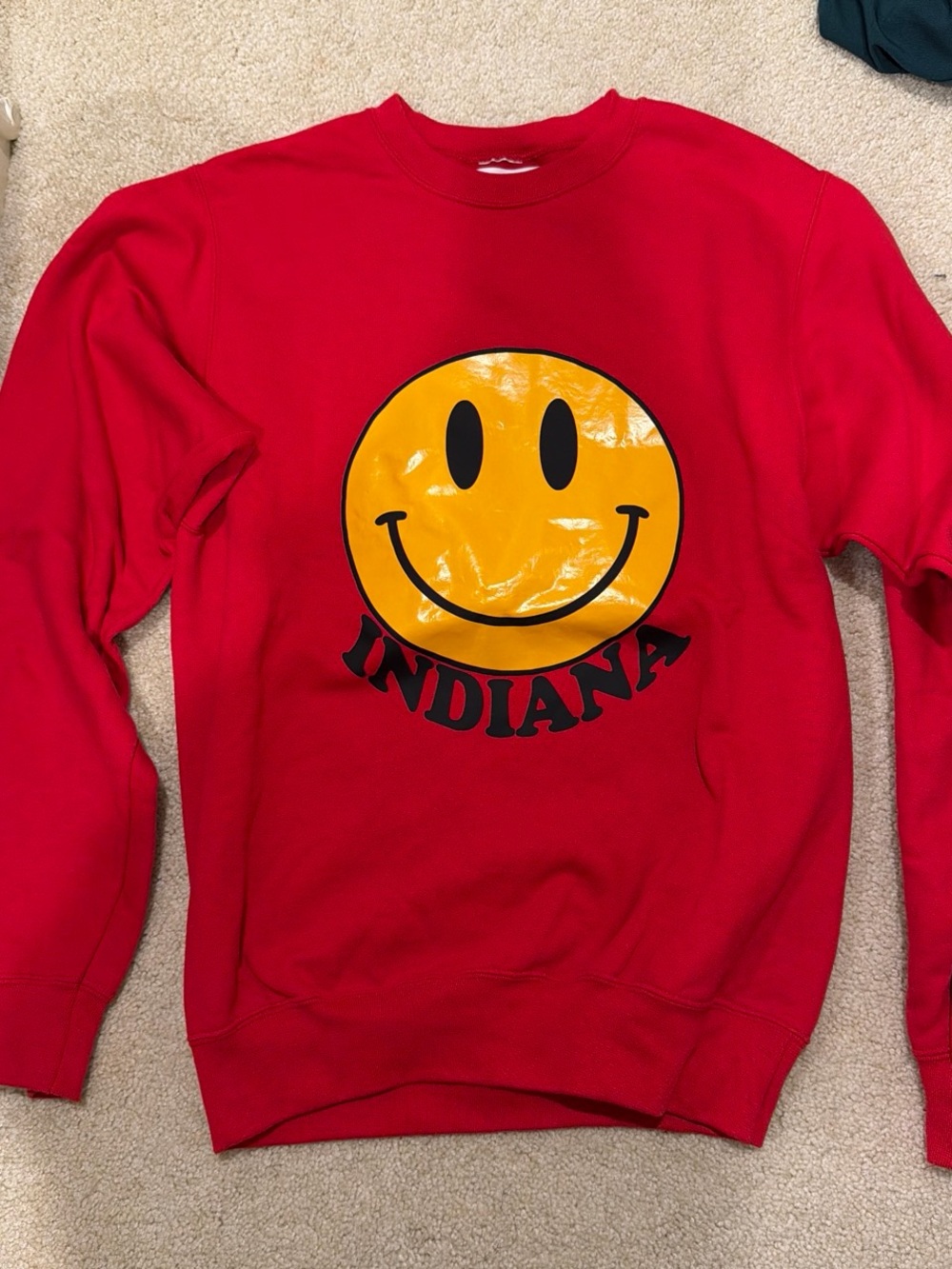 Indiana Smiley Graphic Red Crewneck Sweatshirt